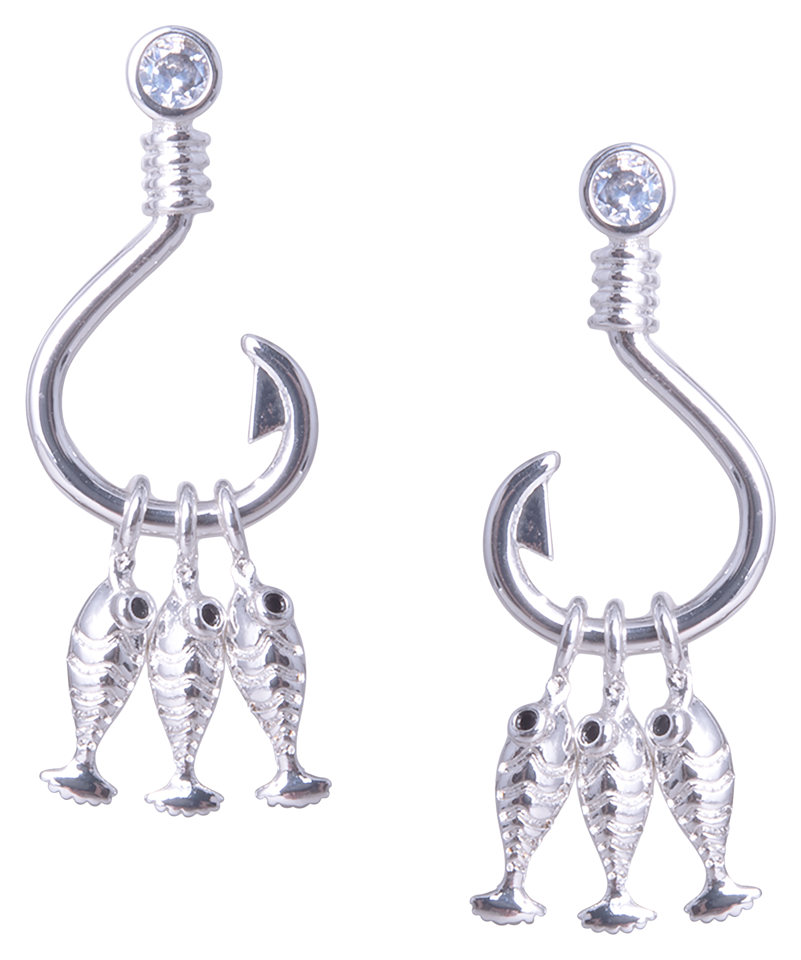 Amanda Blu Dangling Fish Hook Silver and Cubic Zirconia Earrings Cabela's
